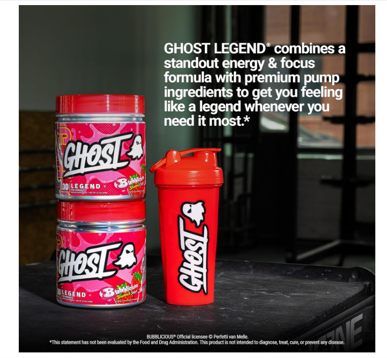 Ghost Legend Pre Workout Bubblicious Strawberry 30 Servings Energy Focus Supplem