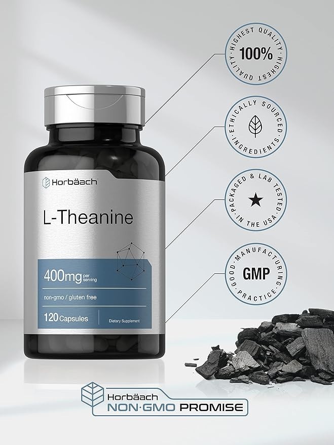 L-Theanine Supplement | 400mg | 120 Powder Capsules | Non-GMO & Gluten Free