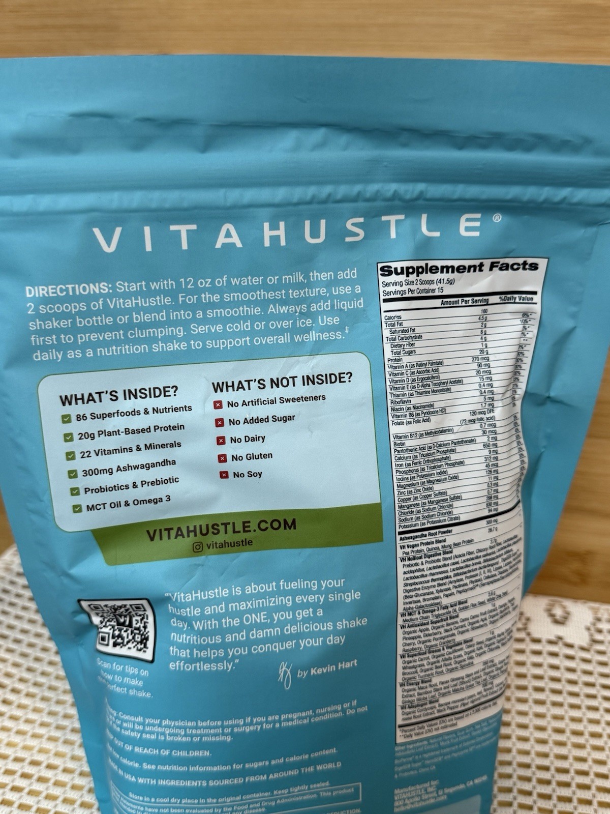 VitaHustle ONE Superfood Protein BIRTHDAY CAKE 1.36 lb 15 Servings PLANT PROTEIN