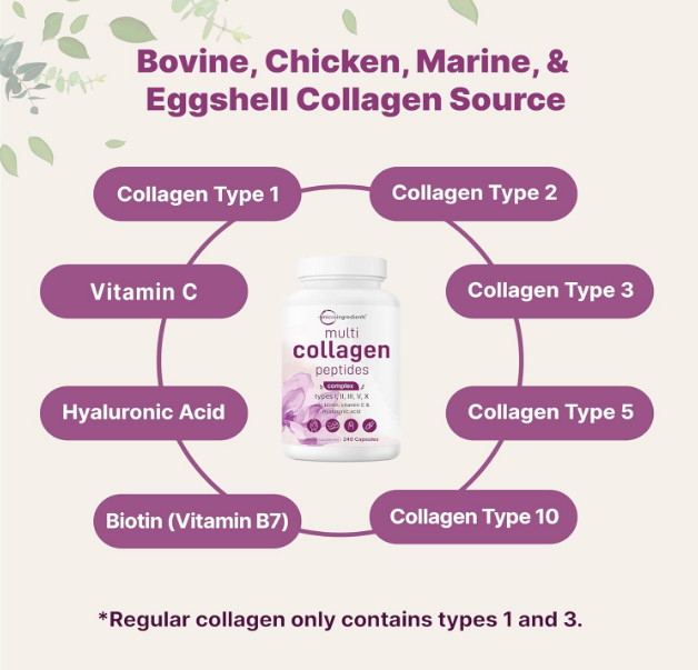 Micro Ingredients Multi Collagen Pills for Women & Men, 240 Capsules++