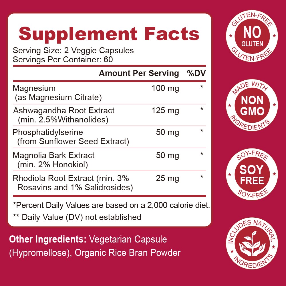 Cortisol Balance Support Magnesium Ashwagandha – Relieve Stress Balanced Adrenal