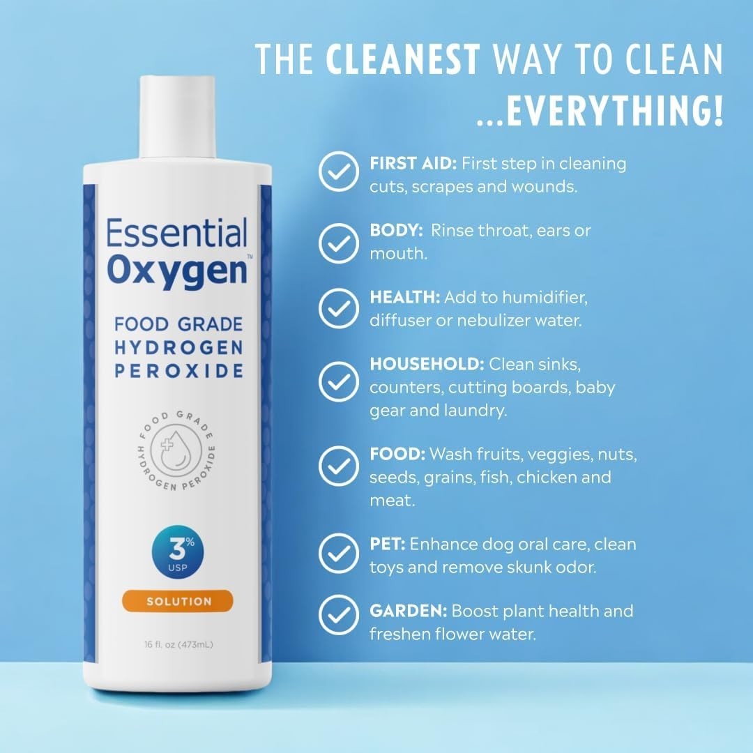 Powerful 3% Hydrogen Peroxide – 16 oz Multi-Purpose Natural Cleaning Solution