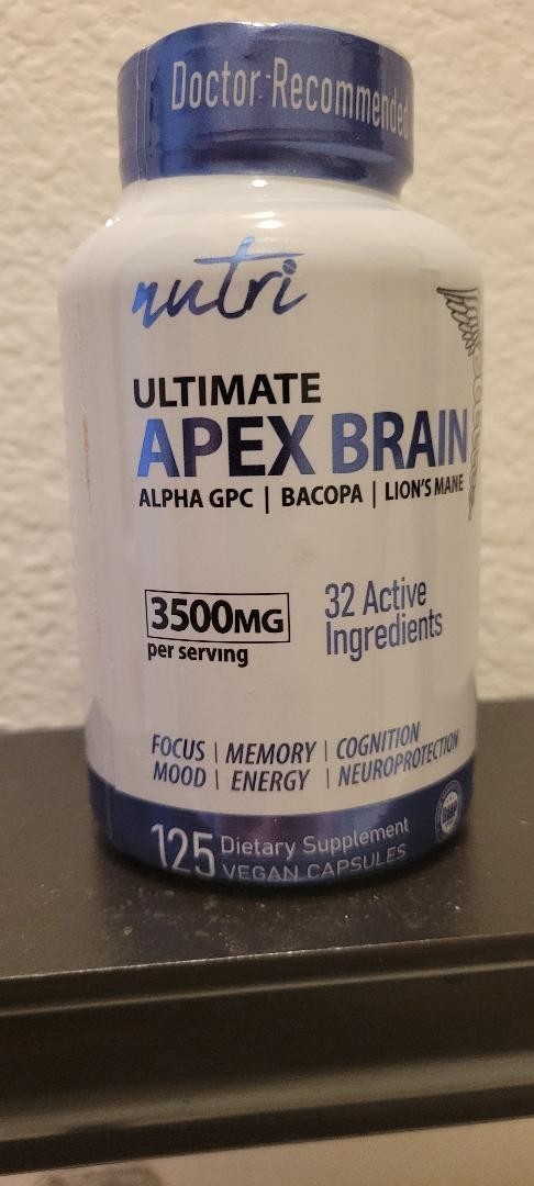 Nutri Ultimate Apex Brain with Alpha GPC Bacopa Lions Mane 3500mg 125 Vegan Caps