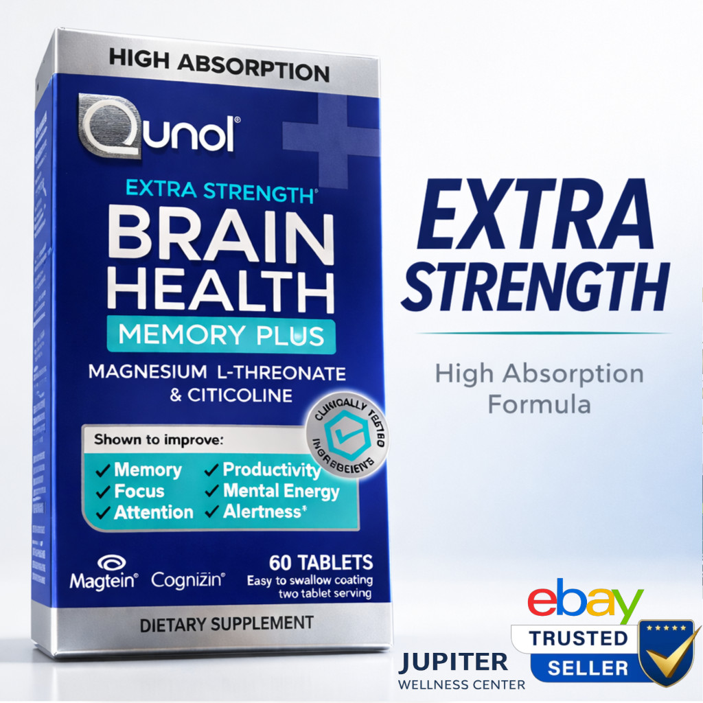 Qunol Extra Strength Brain Health Memory Plus Supplement, 60 Tablets Exp 6/2027