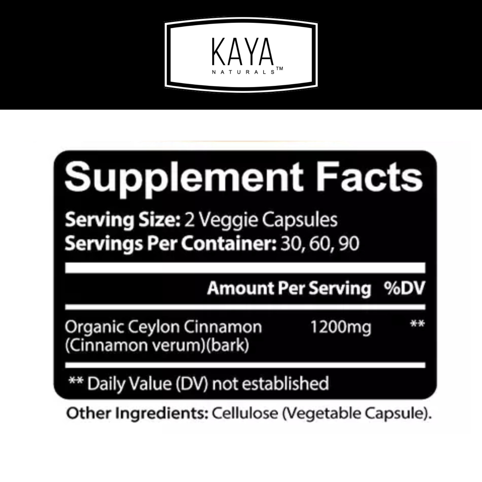 (2 Pack) True Organic Ceylon Cinnamon 1200mg High Potency Blood Sugar SUPPORT