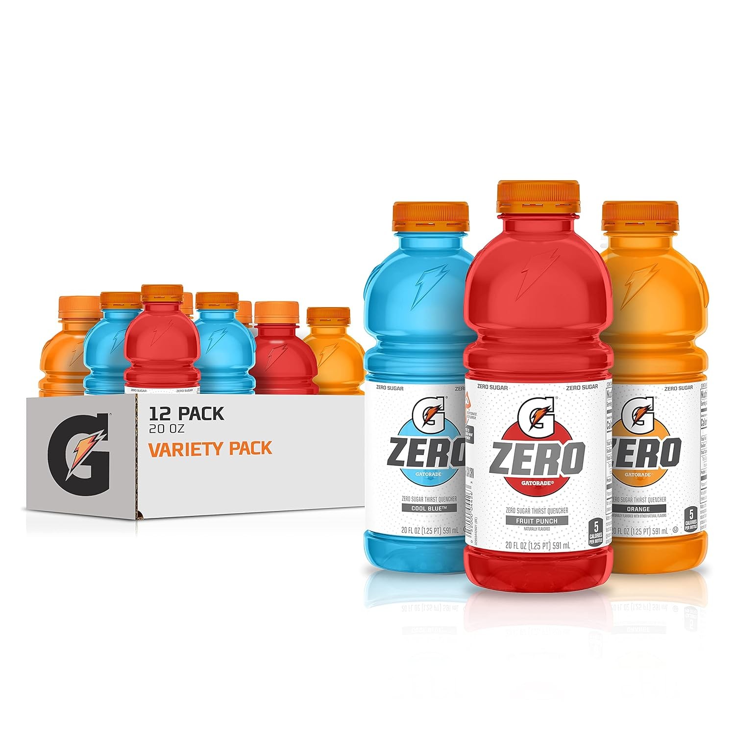 Gatorade G Zero Thirst Quencher, 3 Flavor Variety Pack, 20 Fl Oz (Pack of 12)