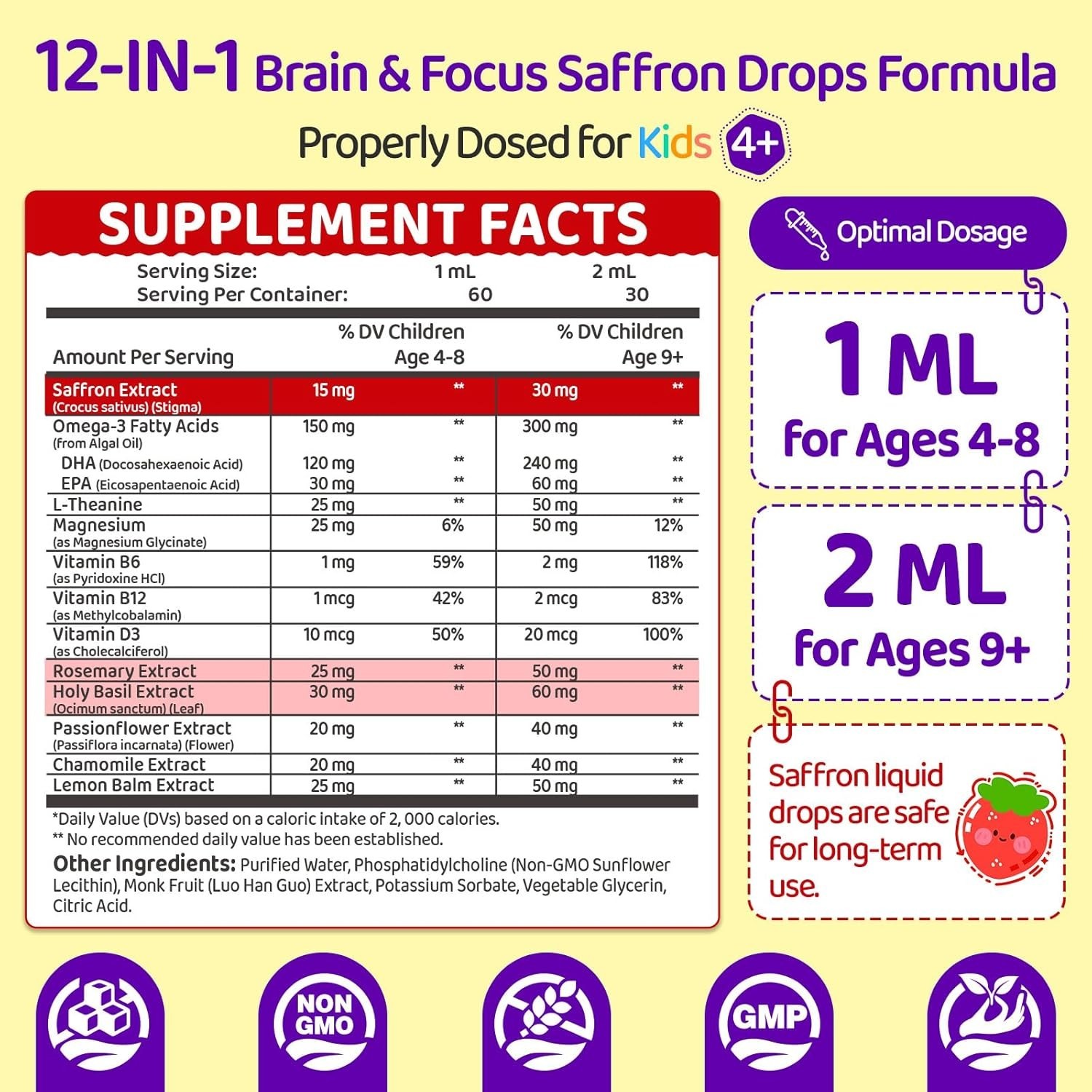 NATISLAND Liposomal Saffron Drops for Kids ~ Organic Saffron Extract Supplement