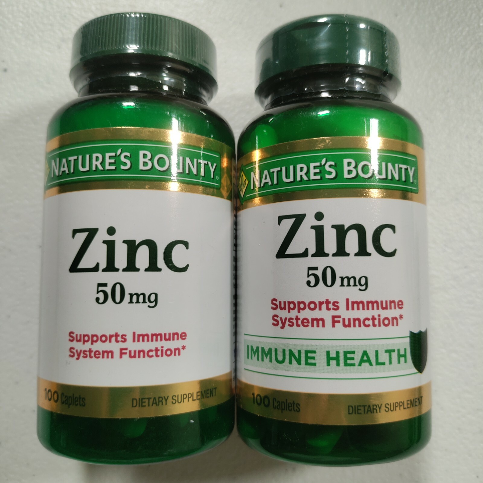 2 Nature’s Bounty Zinc 50 mg Caplets 100 ea Immune Health EXP 12/24
