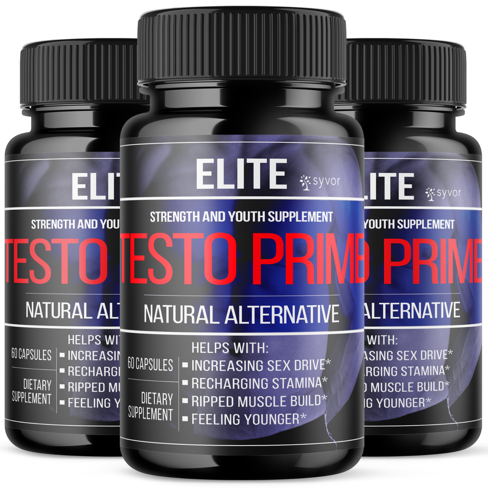 (3 Pack) Elite Testo Prime Male Pills Advanced Formula Supplement 180 Capsules