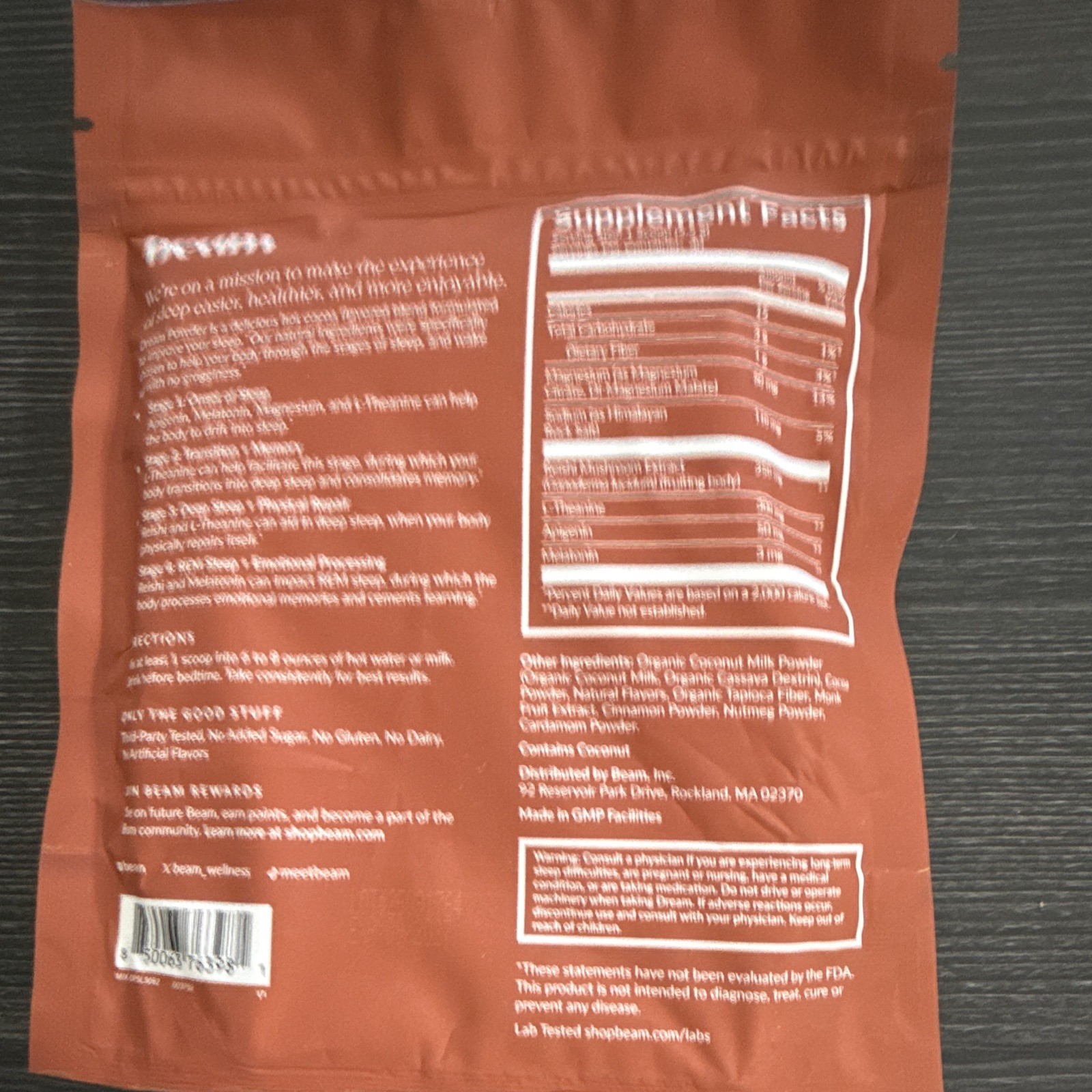 beam Dream Pumpkin Spiced Sleep Support Powder 30 Nights 5.82oz Vegan GF