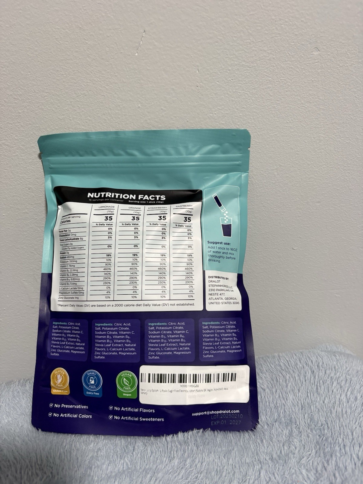 DR. ALOT Electrolyte Drink Mix Variety Pack, 16 On-The-Go Sticks, 0 Sugar