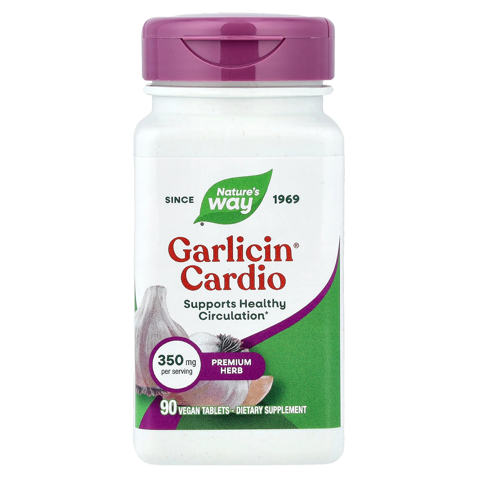 2 X Nature’s Way, Garlicin Cardio�, 350 mg, 90 Vegan Tablets