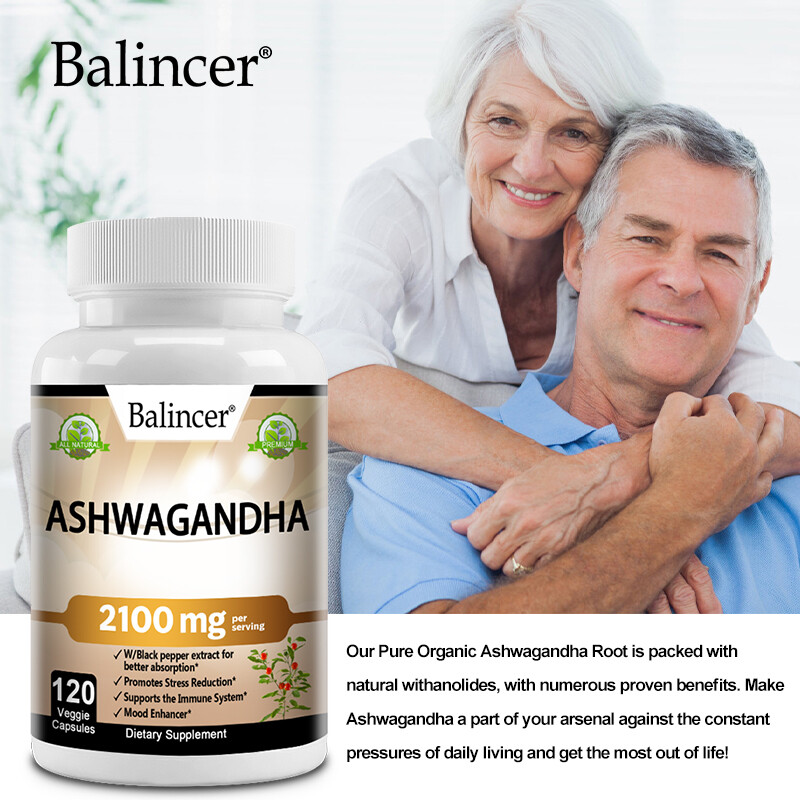 Ashwagandha Root Extract 2,100 Mg – Promotes Stress Reduction and Enhances Mood