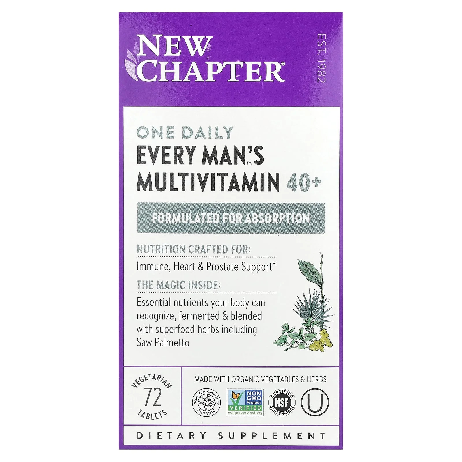 2 X New Chapter, Every Man’s One Daily 40+ Multivitamin, 72 Vegetarian Tablets