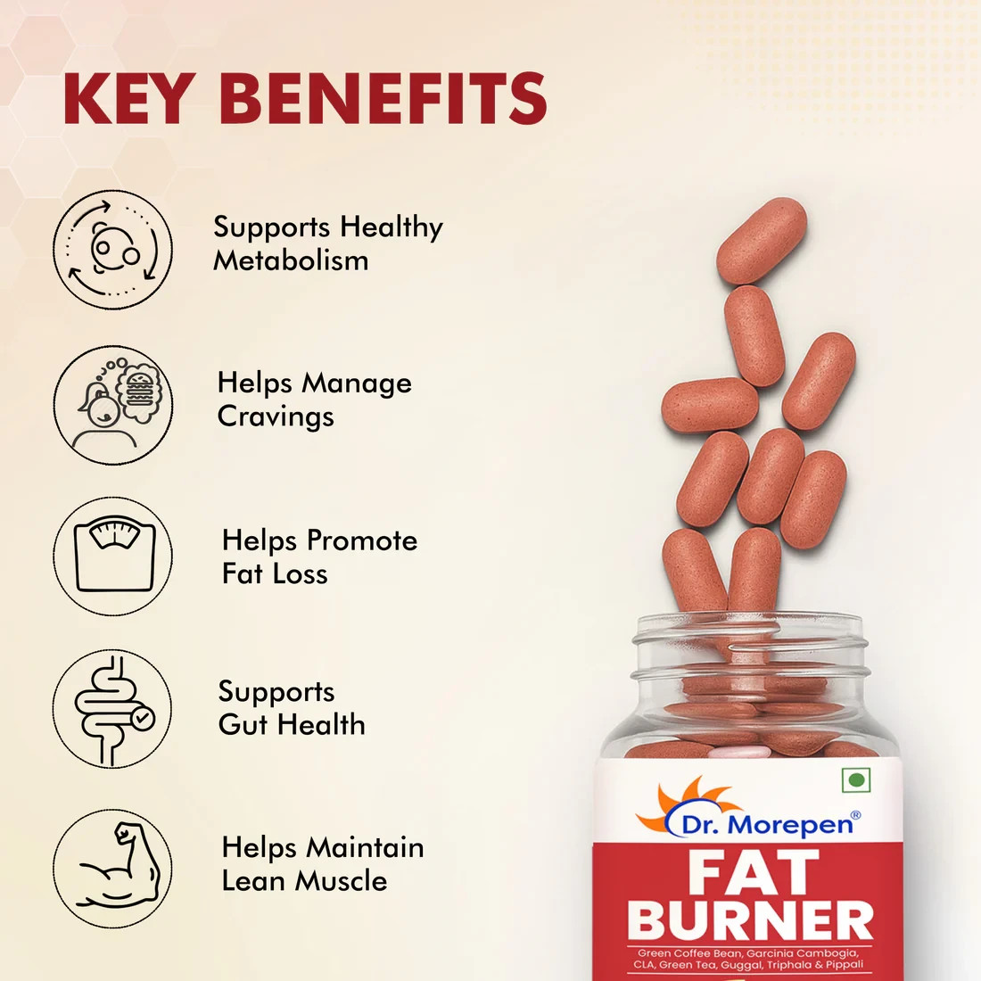 Dr. Morepen Fat Burner Supports Metabolism, Energy & Appetite Control, 60 Tabs