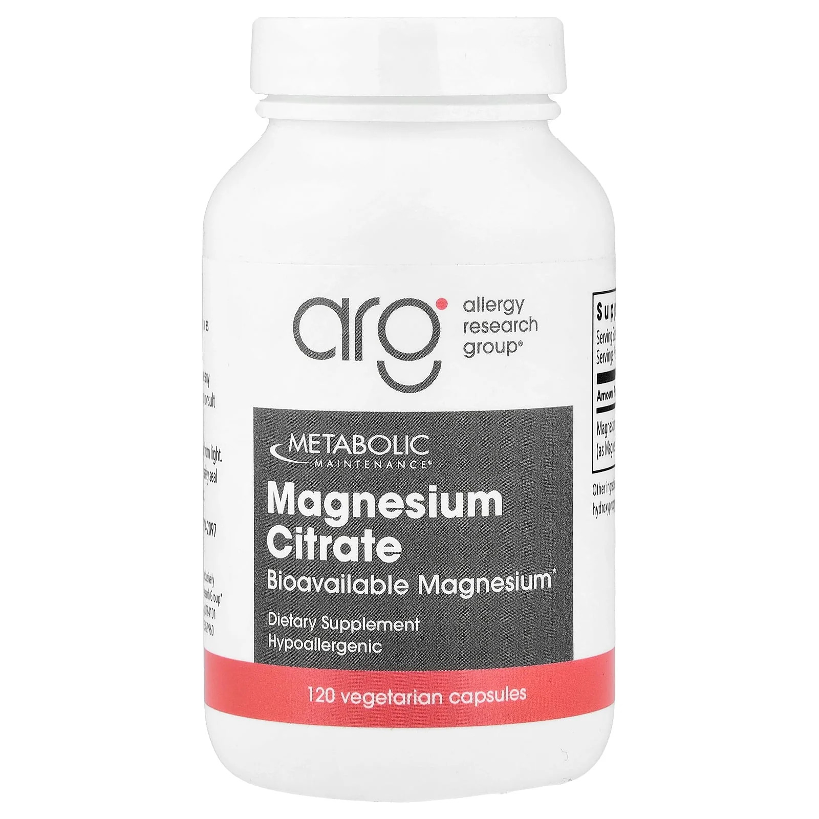 2 X Metabolic Maintenance, Magnesium Citrate, 120 Vegetarian Capsules