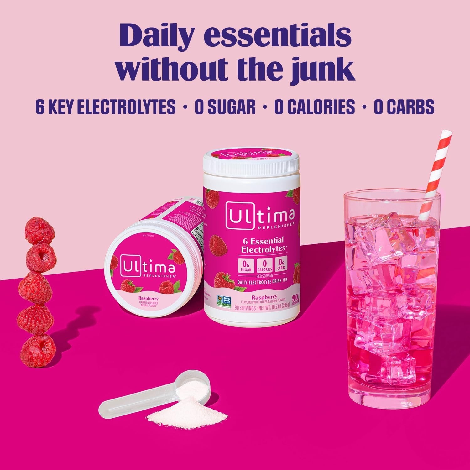 Ultima Raspberry Electrolyte Powder—Sugar-Free, Hydration with 6 Key Mineral…