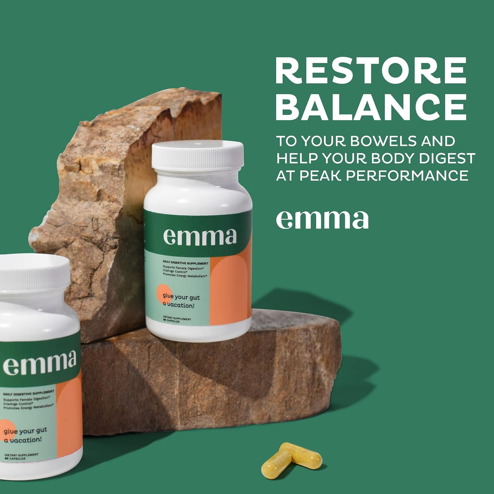 3 Pack Emma Gut Health Supplement 180 Capsules for Bloating Relief & Leaky Gut⭐