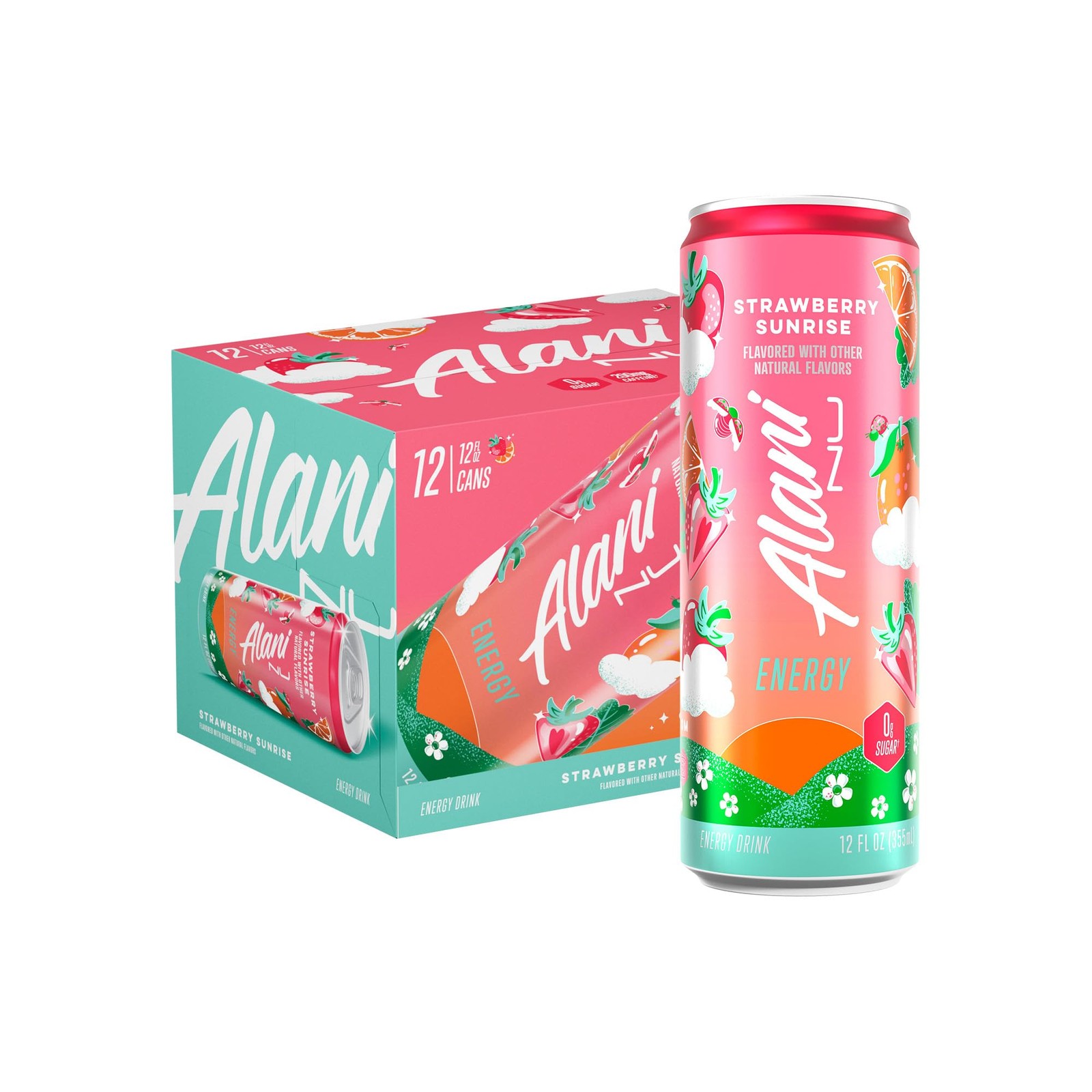 Alani Nu STRAWBERRY SUNRISE Sugar Free, Low Calorie Energy Drinks, 200mg Caff…