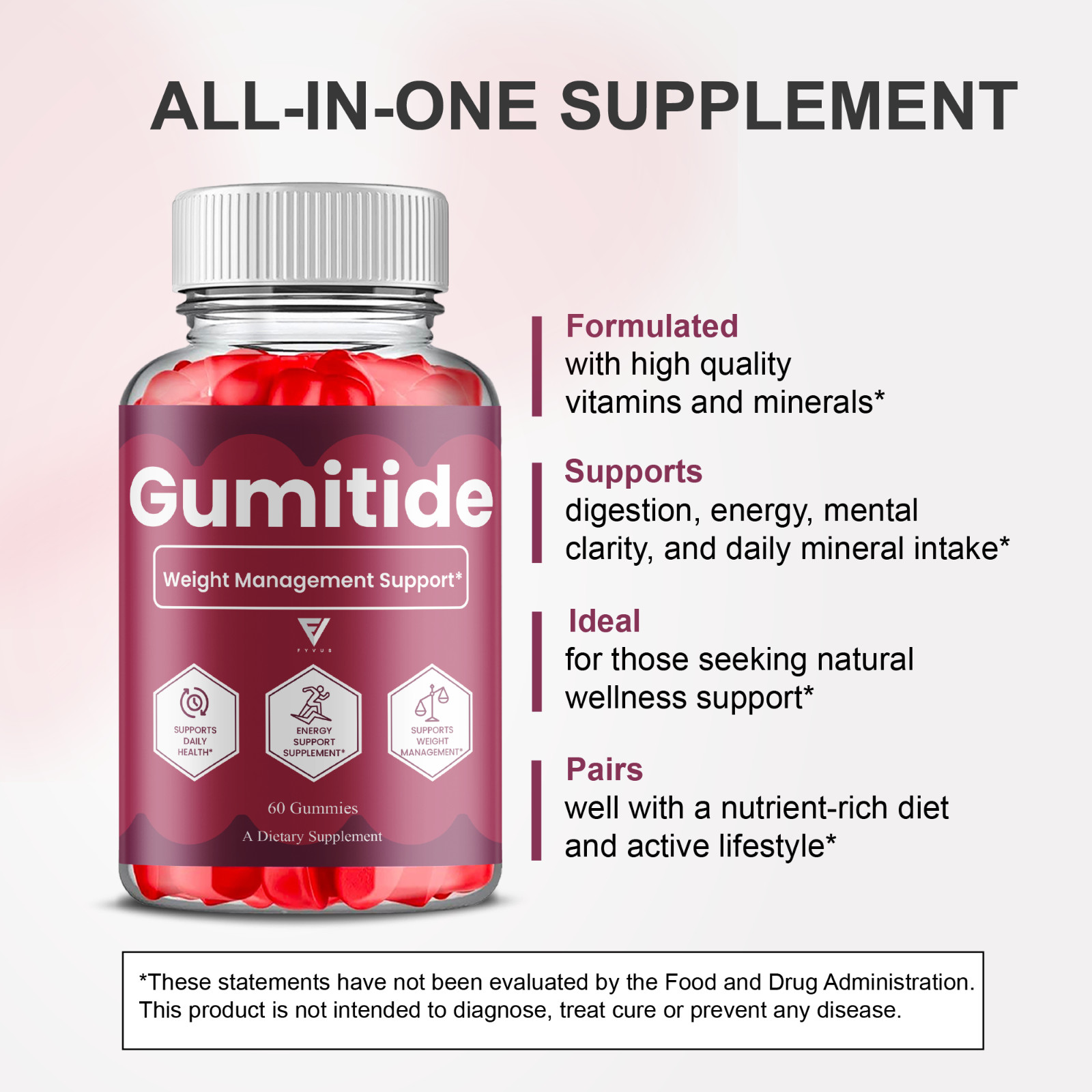 (3 Pack) Gumitide Weight Management Gummies, Gumitide Supplement (180 Gummies)