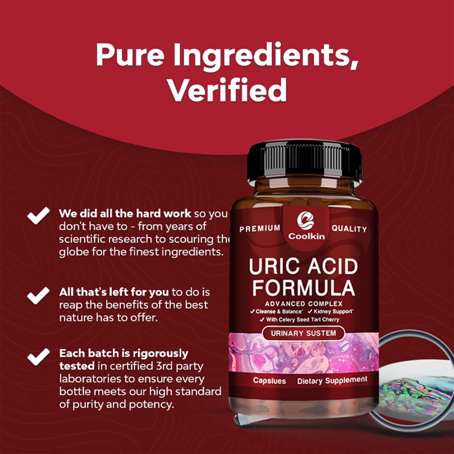 Uric Acid Formula-Tart Cherry, Milk Thistle,Cranberry-Kidney Cleanse,Gout Relief