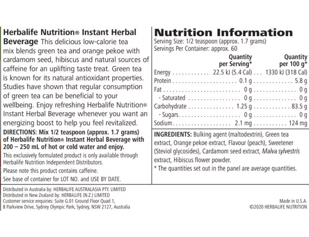 Herbalife Instant Herbal Tea – 3 Different Flavors Available – Express Delivery