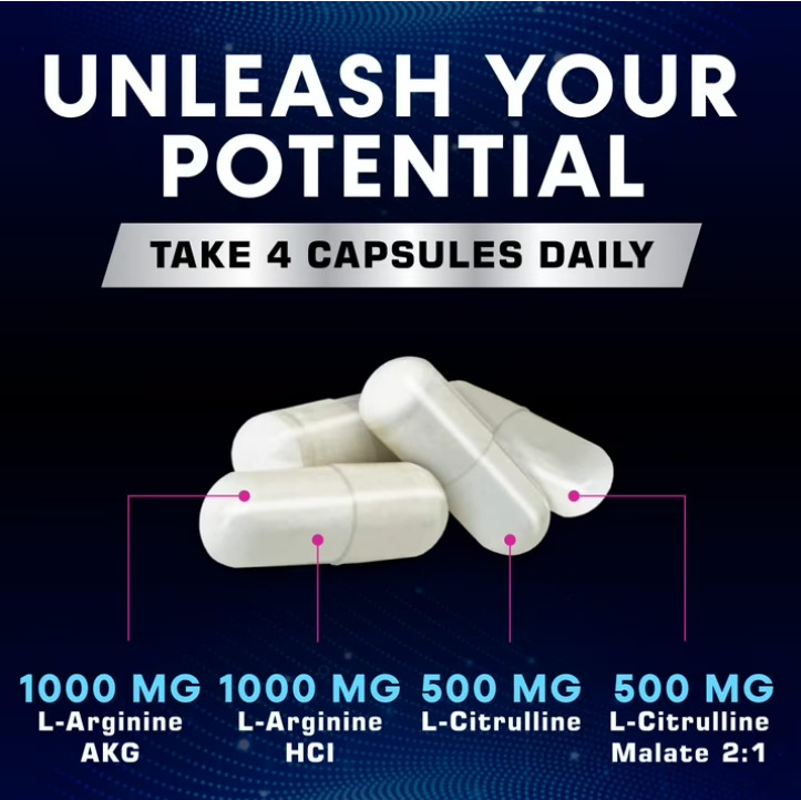 Nitric Oxide Booster w/ L-Arginine 3000mg Highest Potency Muscle Pump Supplement
