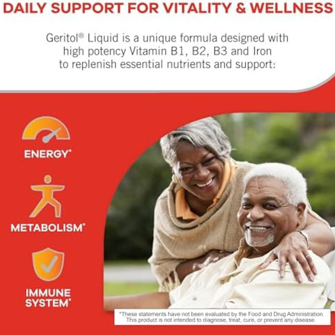 Geritol Liquid Multivitamin and Iron Supplement for Energy Support 12 Fl OzH