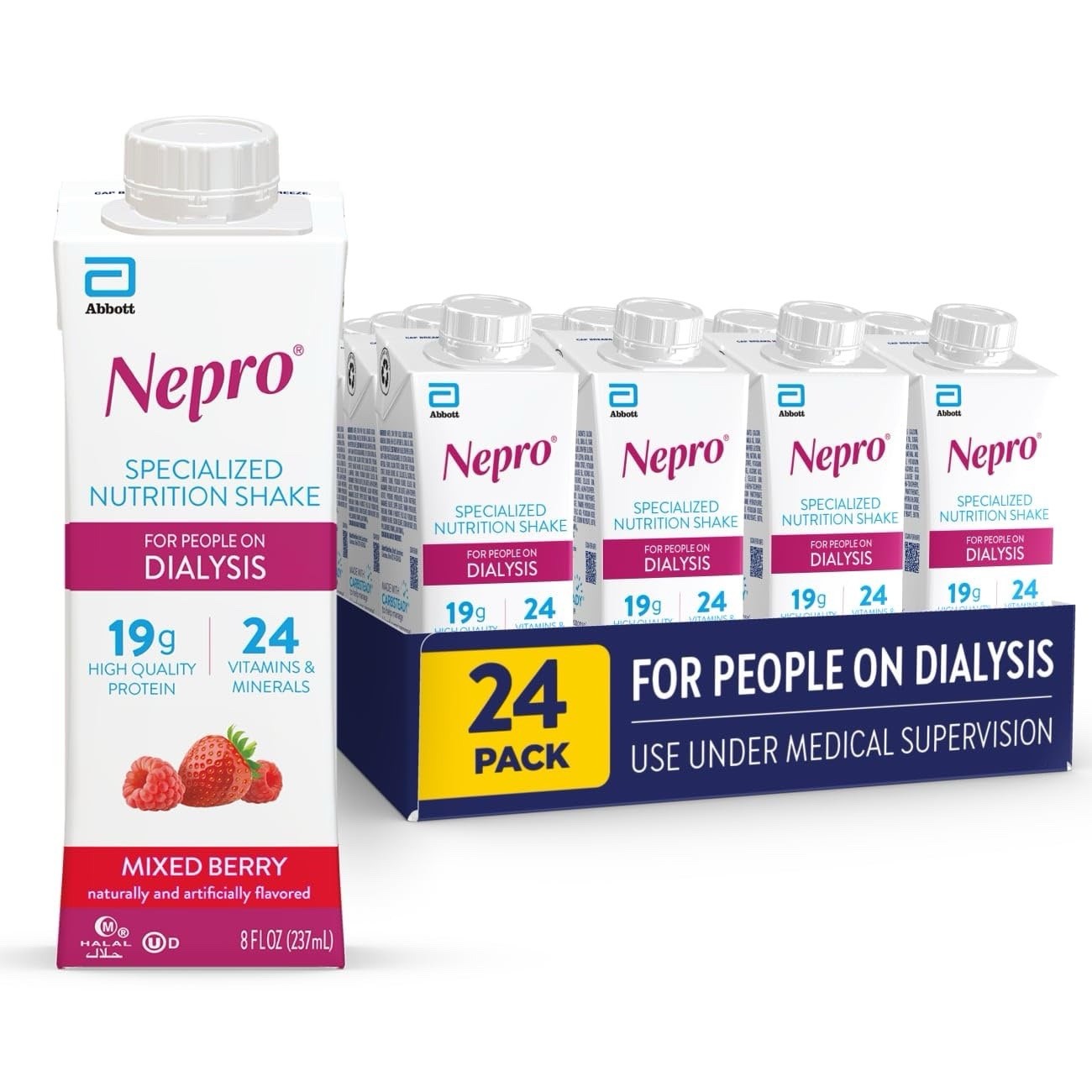 Nepro Nutrition Shakes Protein CarbSteady Dialysis Mixed Berry Case Of 24