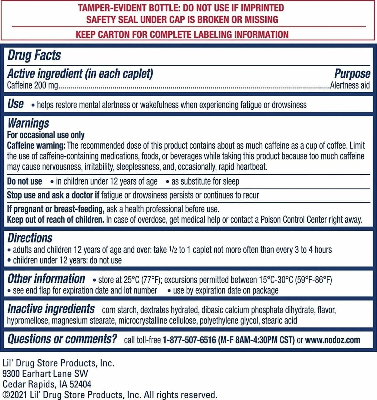 Nodoz Maximum Strength Caffeine Pills 200mg, 60 Caplets