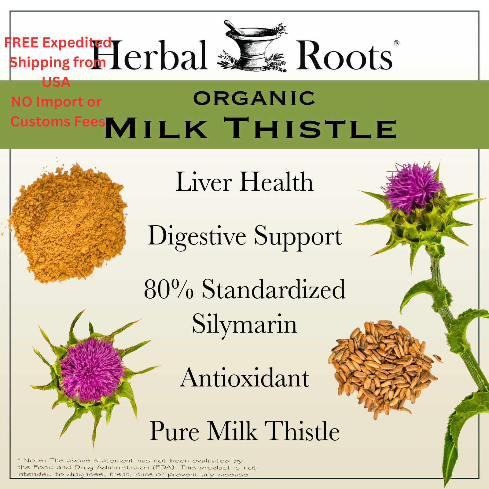 Herbal Roots Milk Thistle Capsules | Extra Strength 80% 60 Count (Pack of 1)