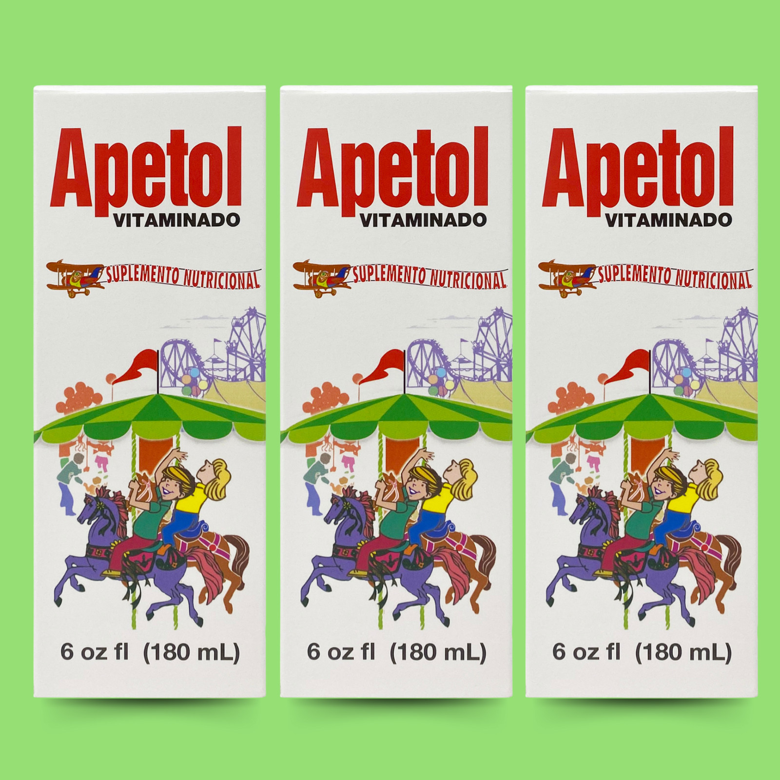 Apetol 6 fl oz Liquid Supplement – With B Vitamins for Children (3-Pack)