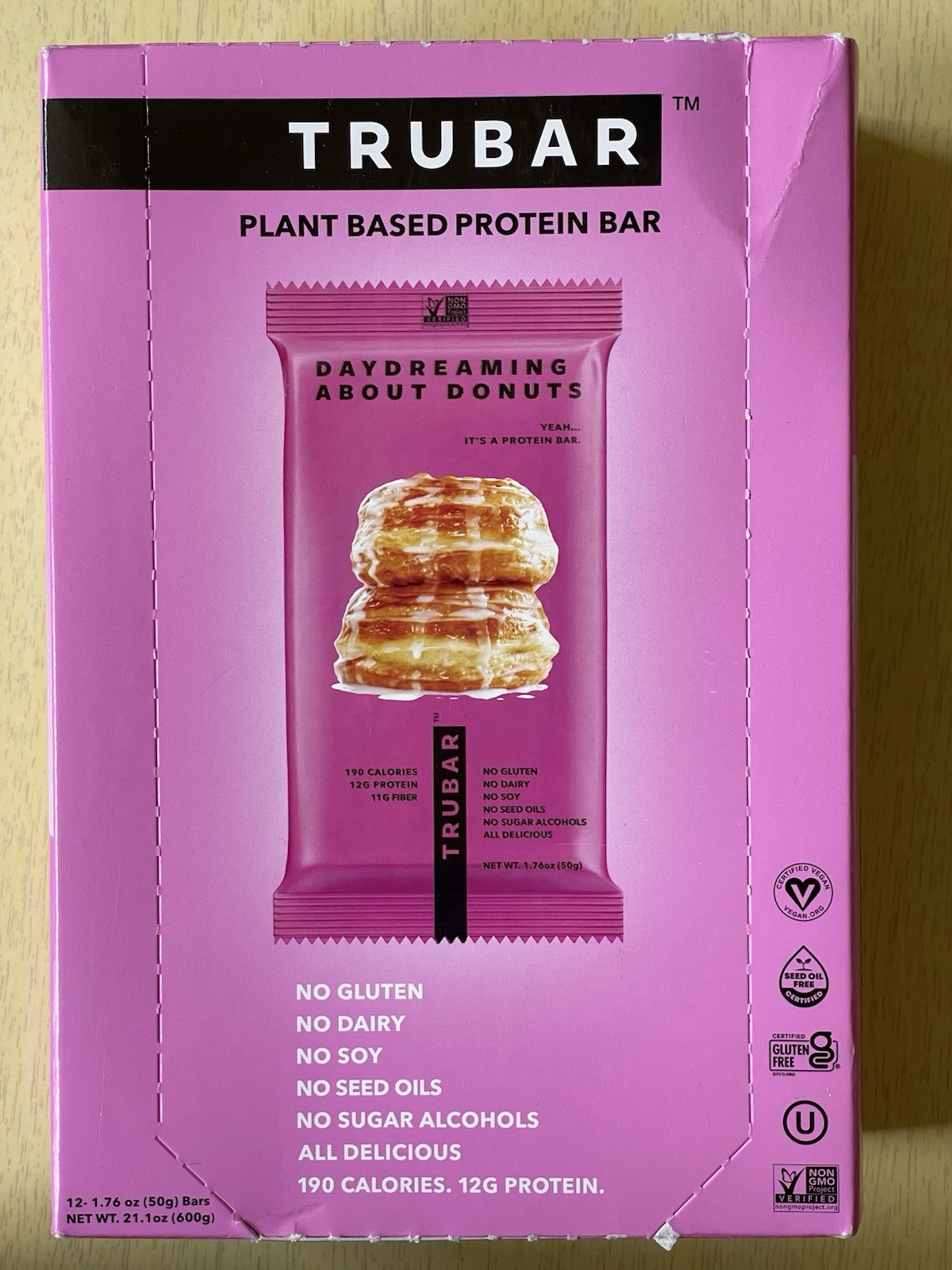 12 TRUBAR Donut Protein Bars Vegan GF 190cal 12g Protein 11g Fiber 27OCT26