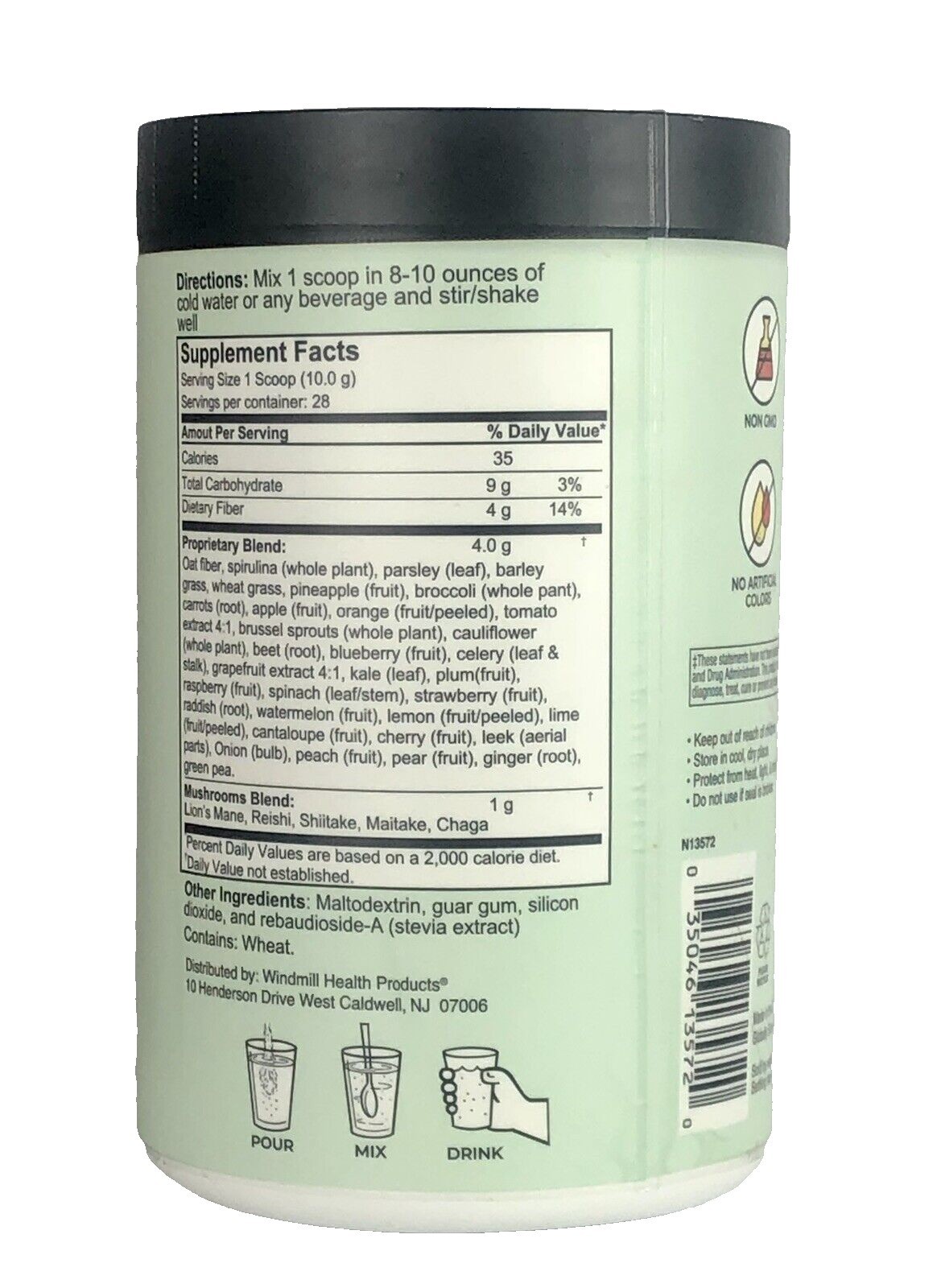 Essential Greens Super Greens Superfoods + Mushrooms Detox Digest Smoothie Mix