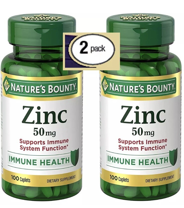 2x ZINC 50mg 200 Tablets (2×100), Vegetarian, Non-GMO, Immune Support NEW 2 Pack