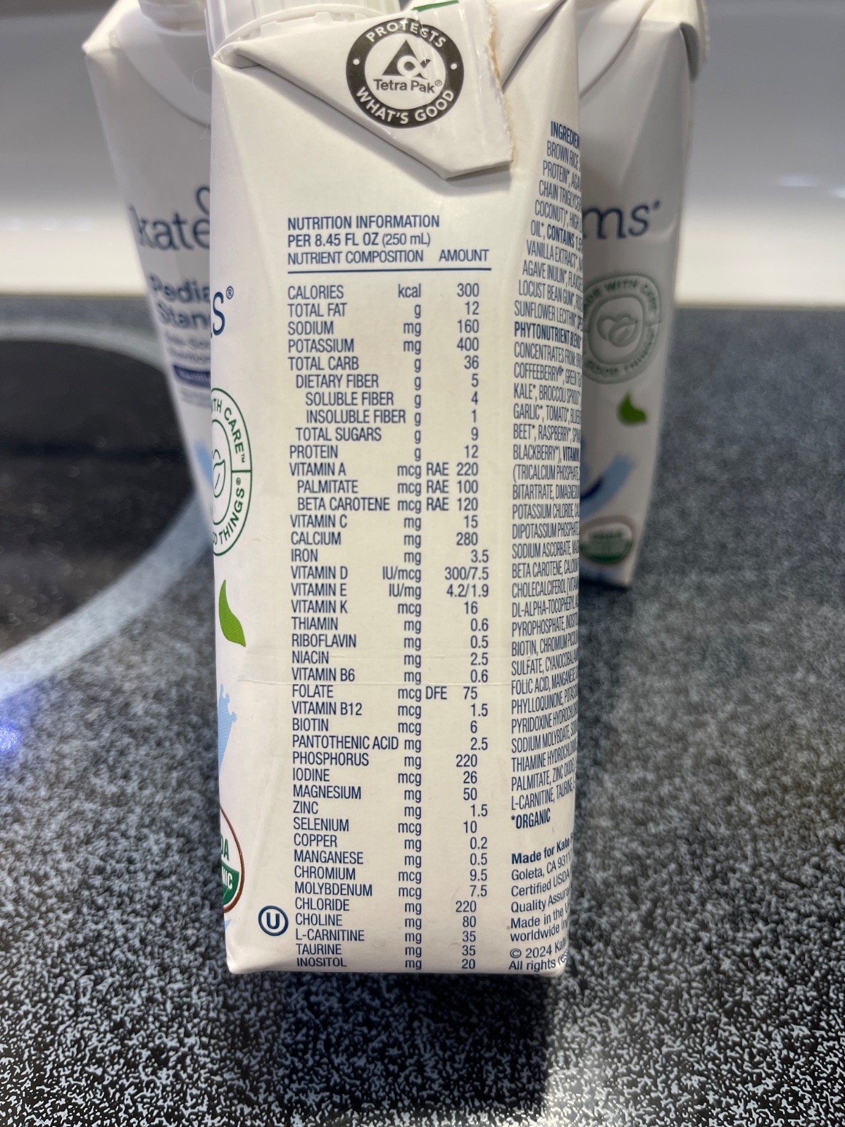 12 Pcs Kate Farms Pediatric Standard 1.2 Vanilla Formula 8.45 oz Cartons Case