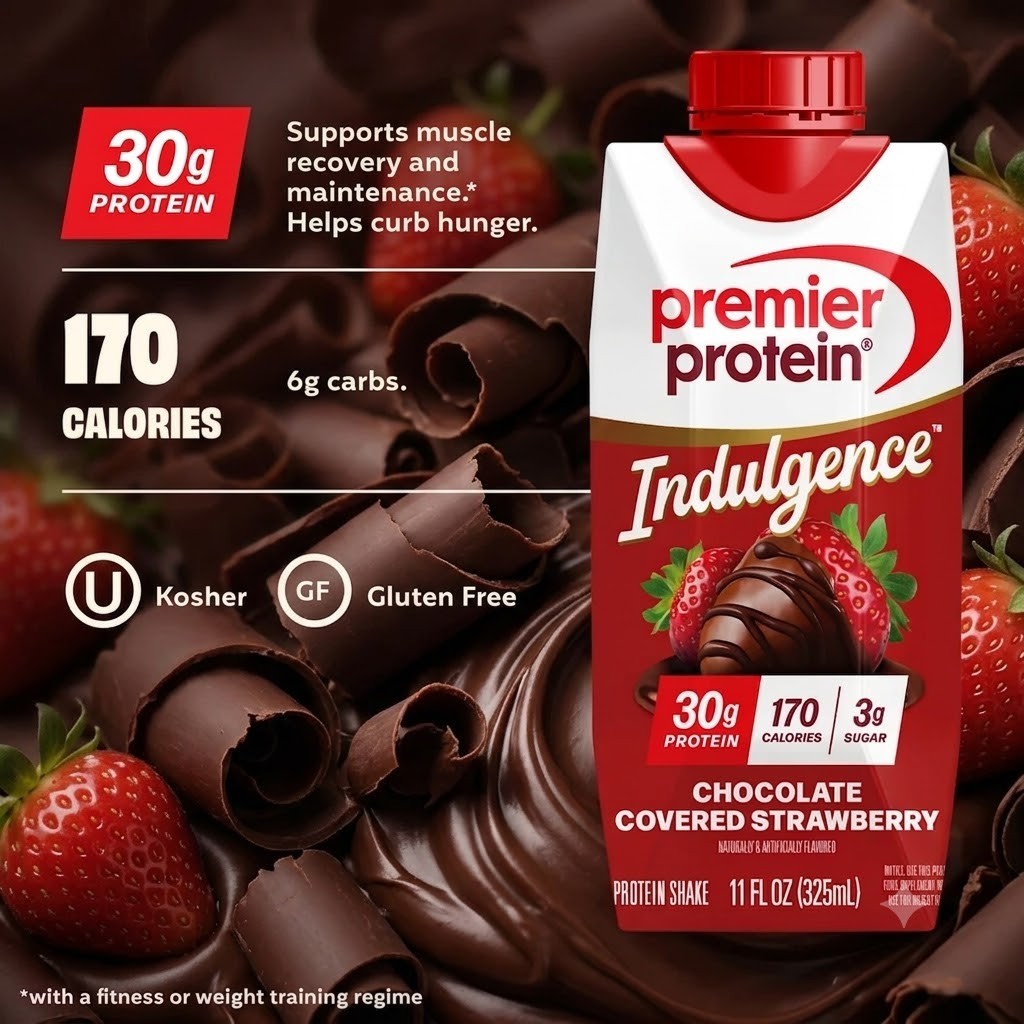 Premier Protein Shake, Strawberries & Cream, 30g Protein, 11 fl oz, 12 Ct
