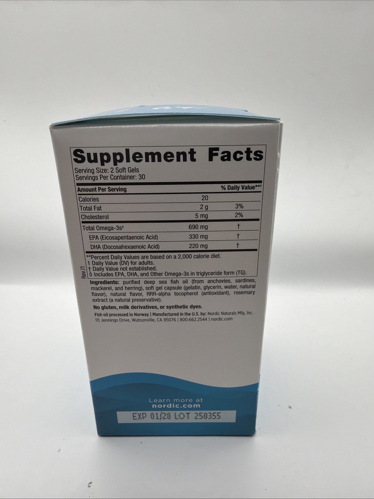 Nordic Naturals Omega-3 Fish Oil 60 Soft gels EXP DATE 01/28