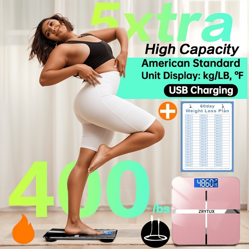 400lb Digital Bathroom Scale Heavy Duty Extra Wide High Capacity Smart Weight