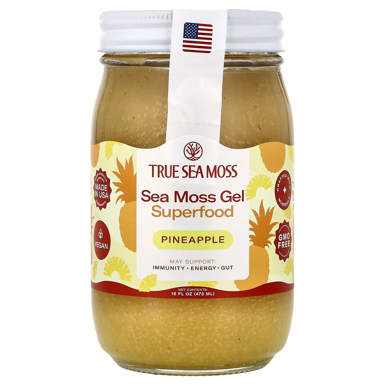 2 X True Sea Moss, Sea Moss Gel Superfood, Pineapple, 16 fl oz (473 ml)