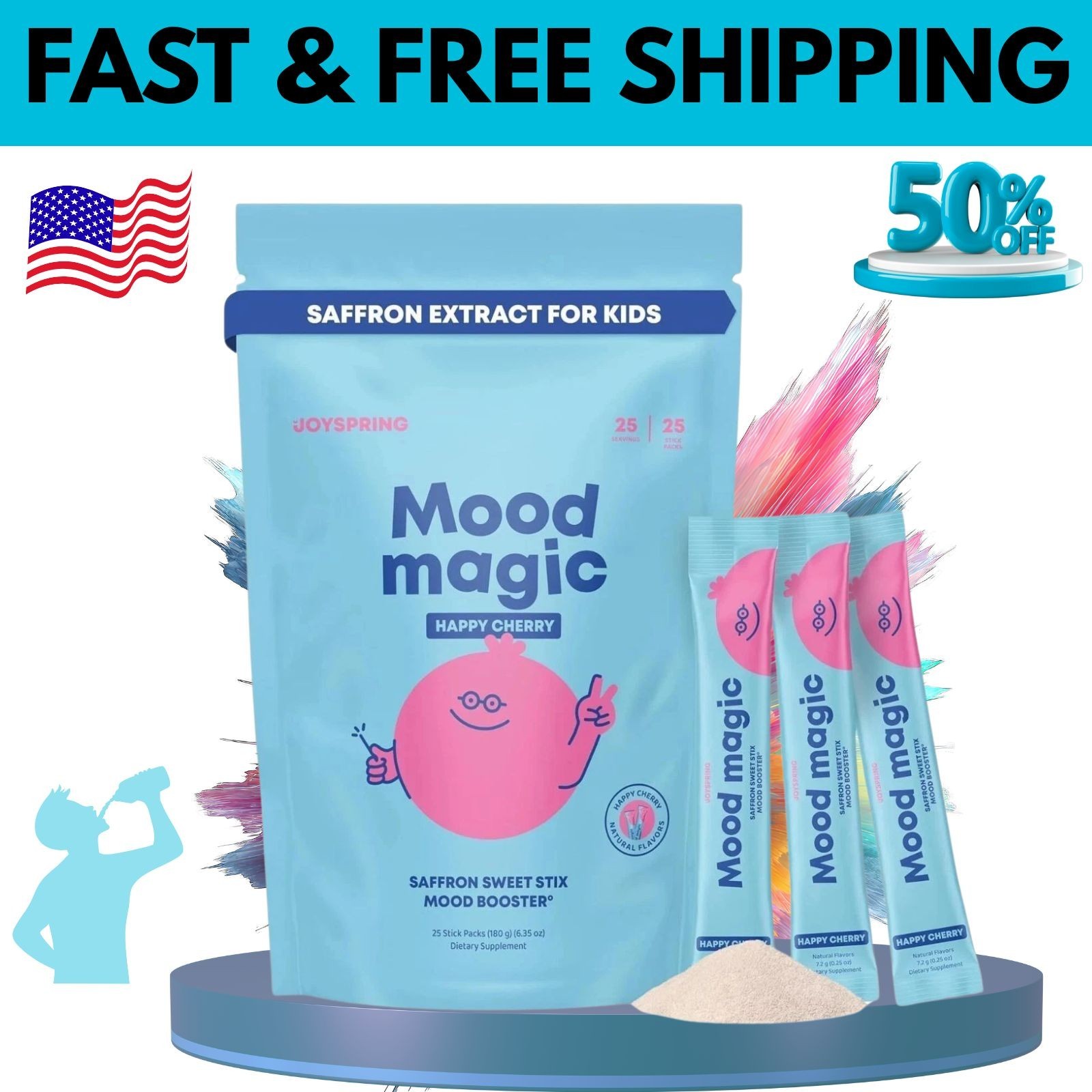 JoySpring Mood Magic Fruit Punch Powder Candy Lime 25 Servings – Fresh Cherry Fl