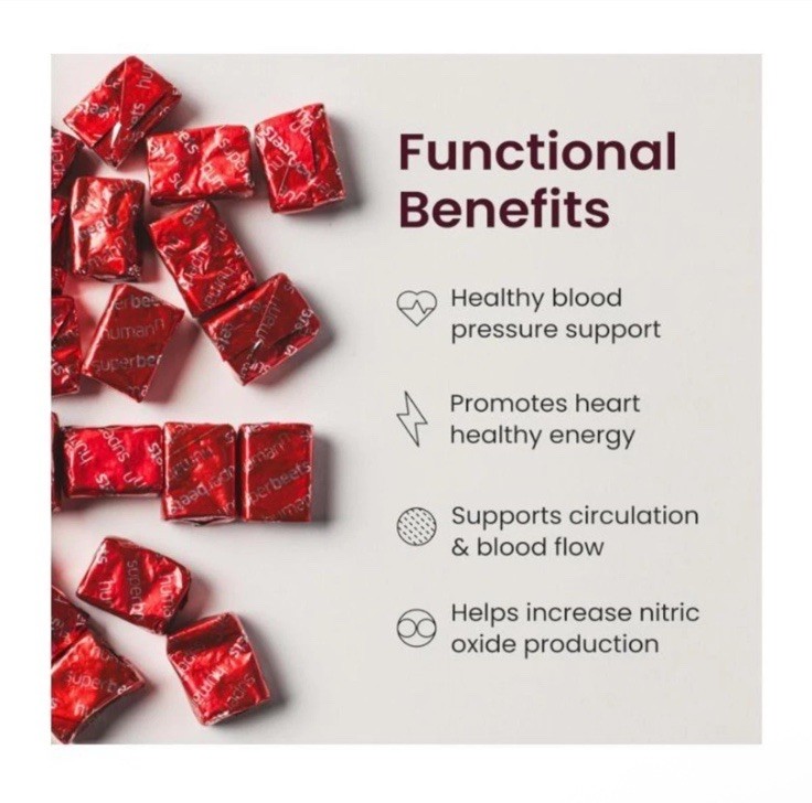 NEW Non-GMO Super Beets Heart Health – Chews Pomegranate Berry 60 Count
