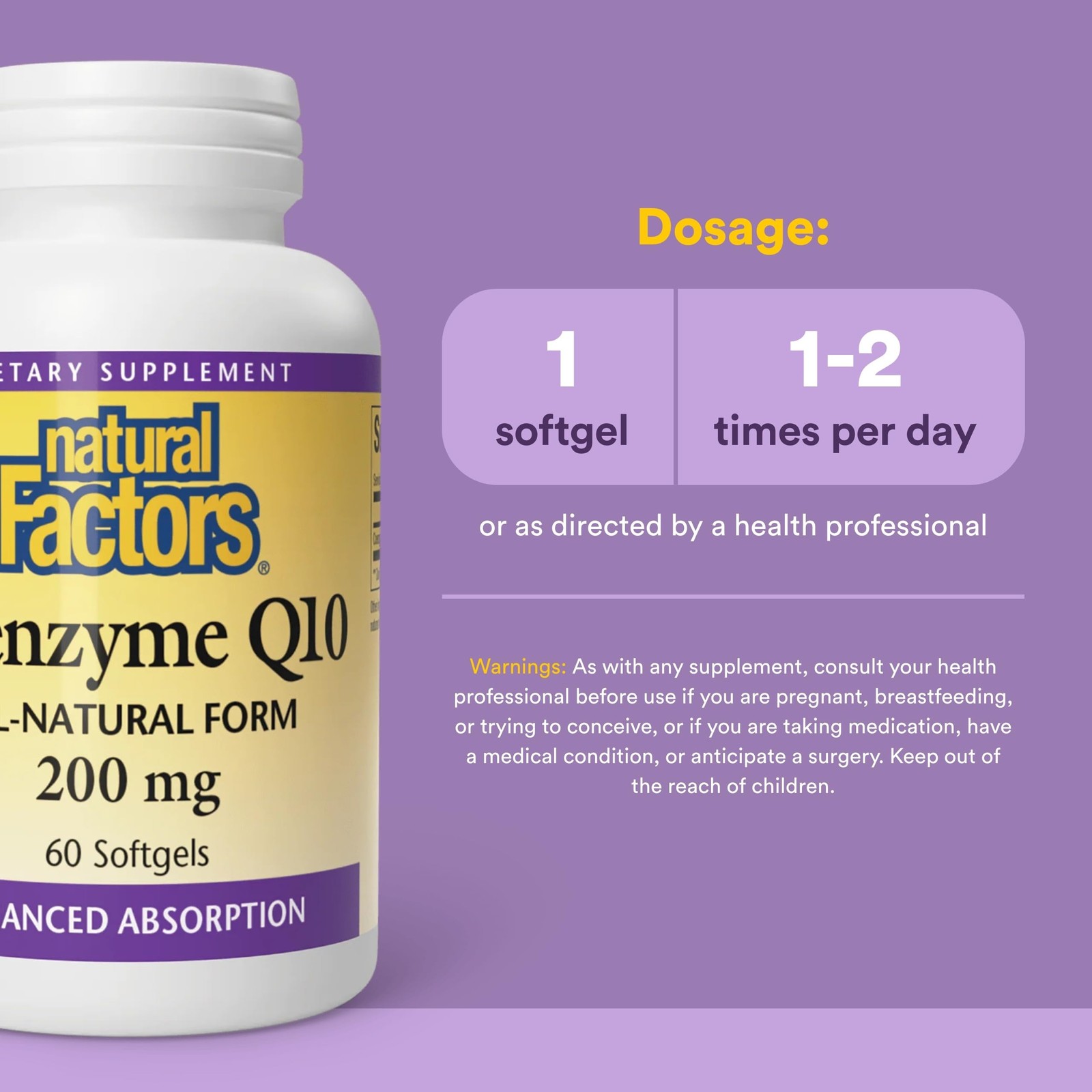 Natural Factors Coenzyme Q10 – Antioxidant 60 Count (Pack of 1), Default