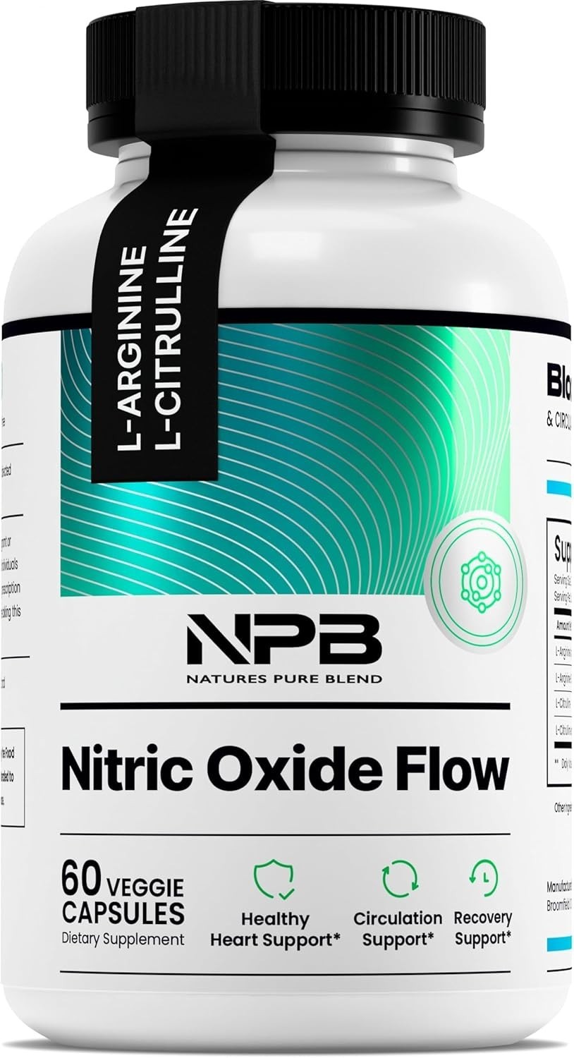 Nature’s Pure Blend Nitric Oxide Booster L-Arginine L-Citrulline 60 Capsules