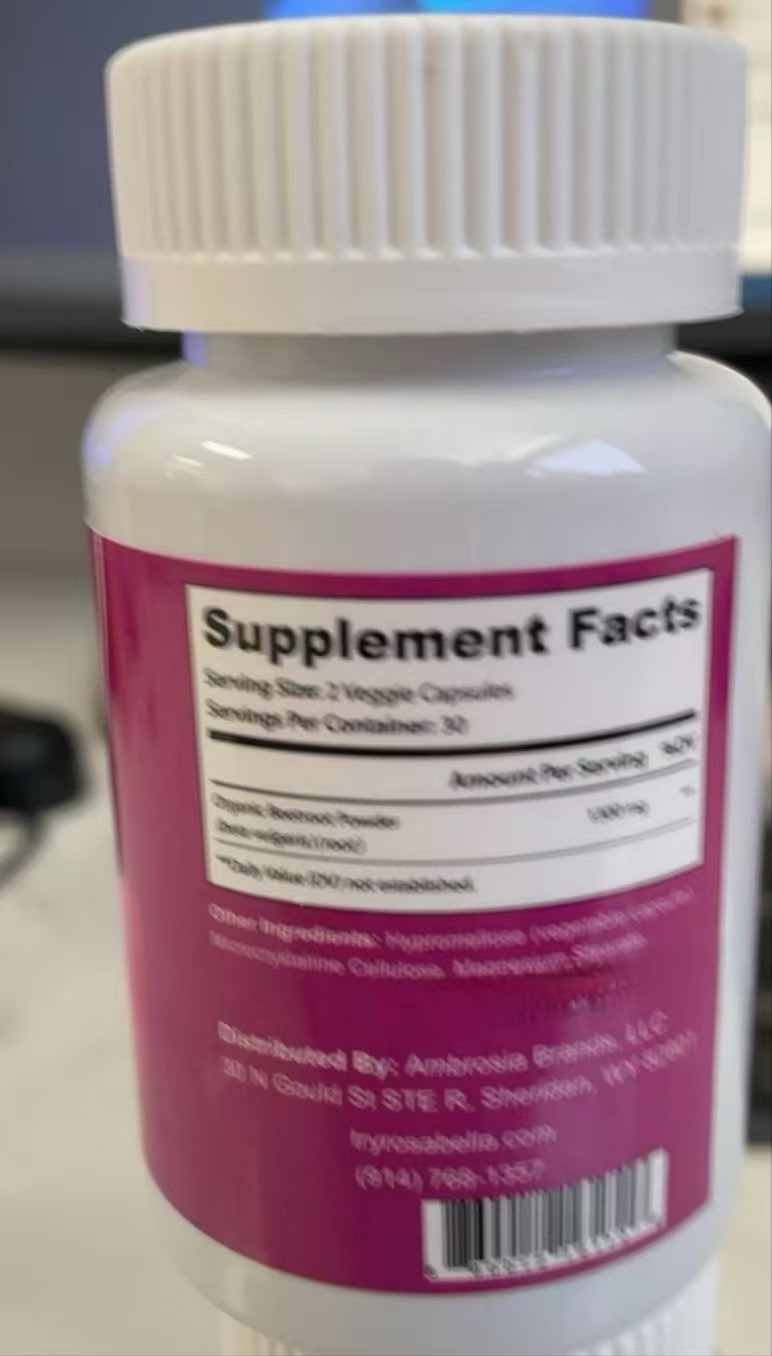 Rosabella Beetroot 1300mg Dietary Supplement 60 Capsules