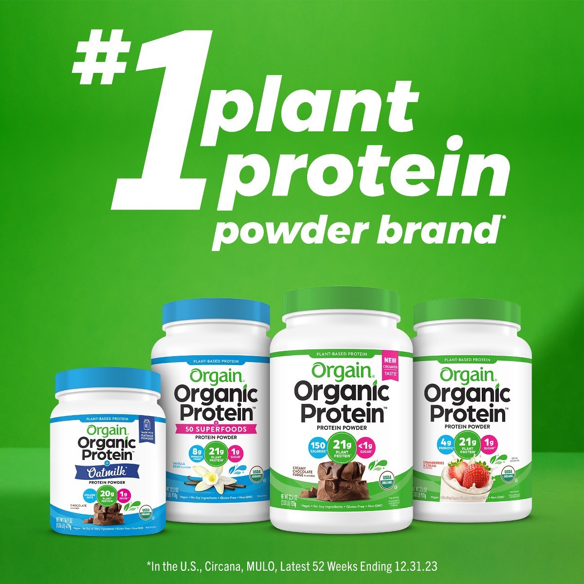 Orgain Organic Vegan Plant Based Protein Powder – Vanilla Bean – 16.32oz 1-Pack