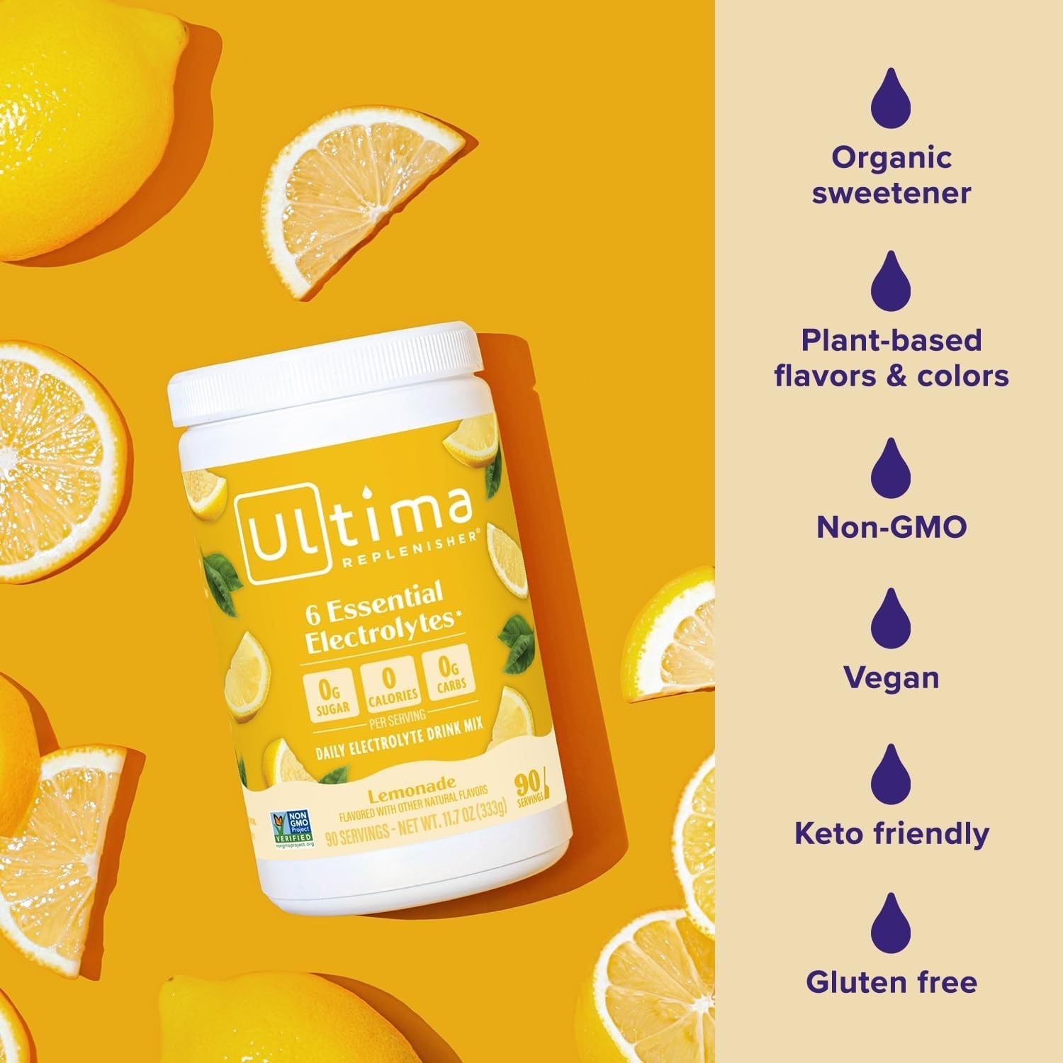 Ultima Sugar-Free Lemonade Electrolyte Powder – 90 Servings for Hydration & B…