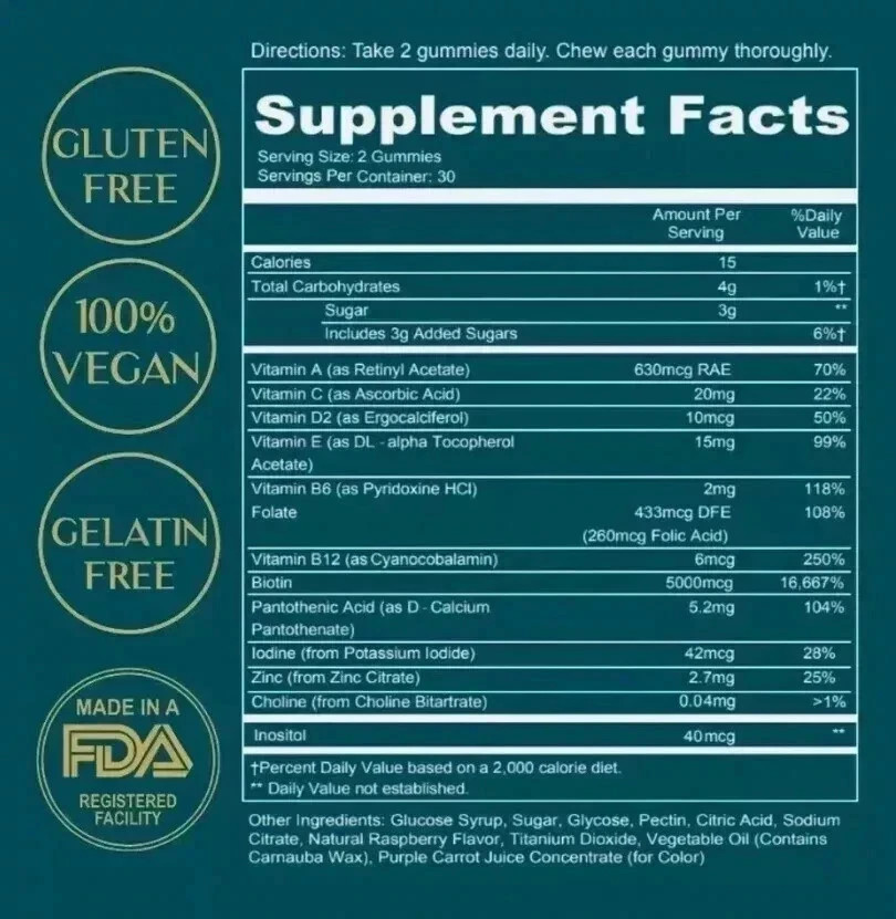 5 pack of WEEM Hair Skin and Nails Gummies, Vegan biotin Vitamins, Healthy Hair