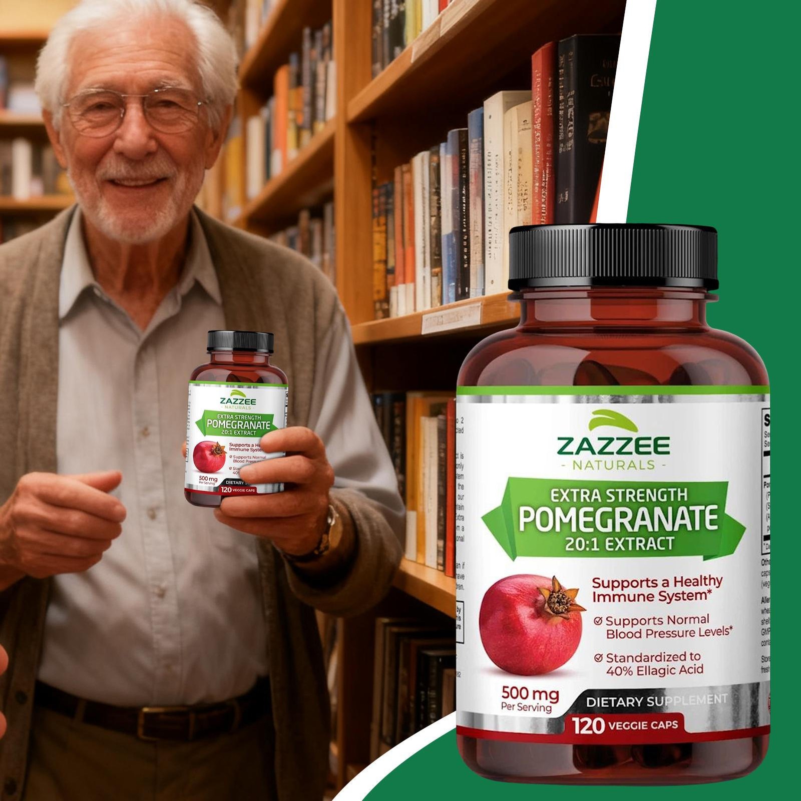 Extra Strength Pomegranate 20:1 Extract 40% Ellagic Acid500mg 120 Vegan Capsules