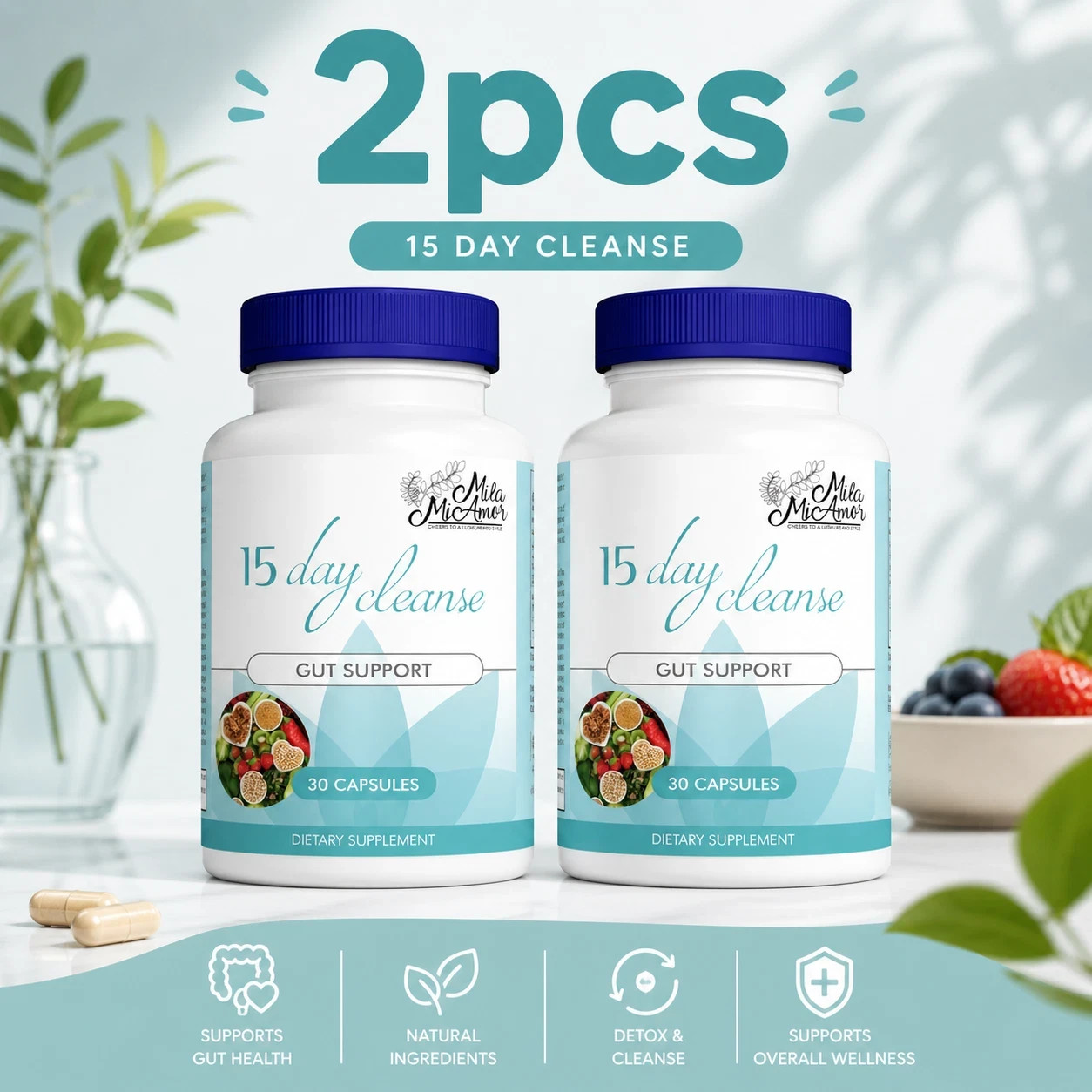 Mila Miamor 15 Day Cleanse – Gut and Colon Support – Advanced Gut Cleanse Detox